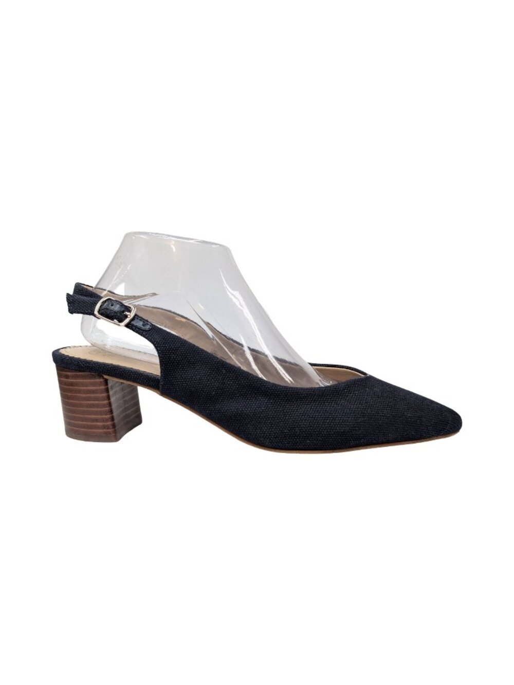 Crown & Ivy Luci Pumps Womens Navy Blue Fabric Sling Back Heels Size 9.5